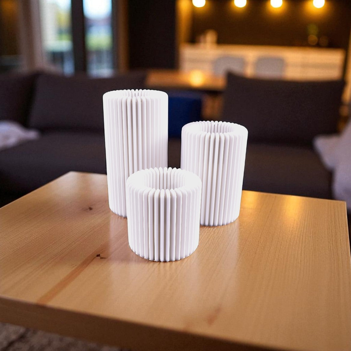 Värmeljushållare Set – Räfflad Design