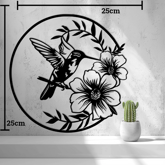 Kolibri med Blommor – Väggdekoration
