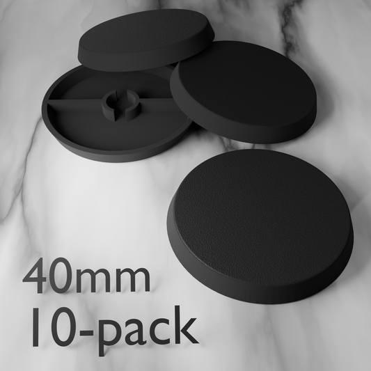 40mm runda miniatyrbaser – 10-pack svart