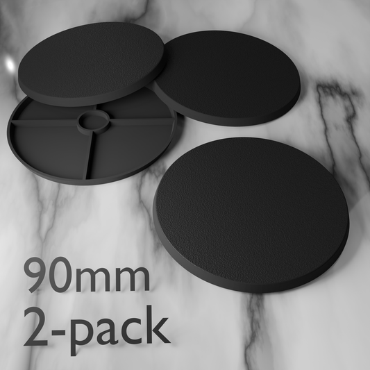 90mm runda miniatyrbaser – 2-pack svart