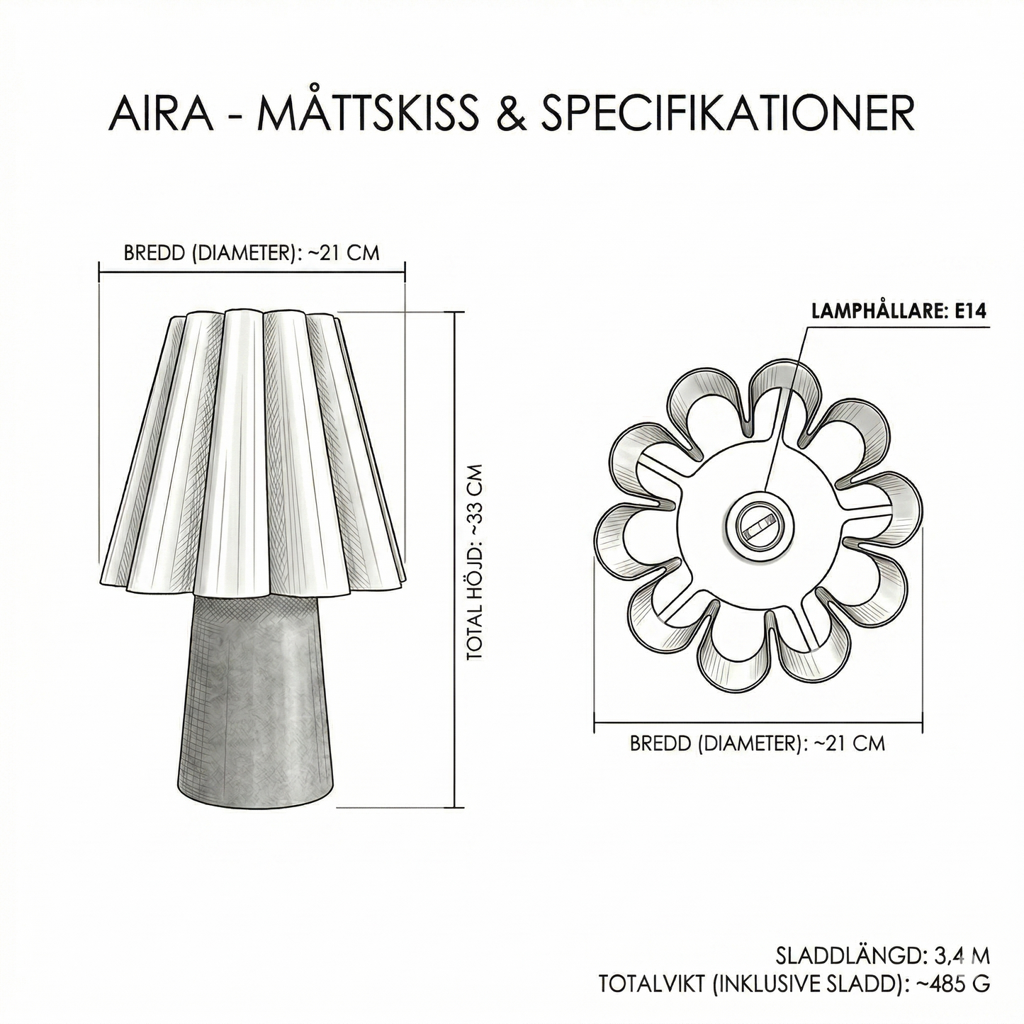 Aira – Tidlös bordslampa med mjuk och varm ljusspridning