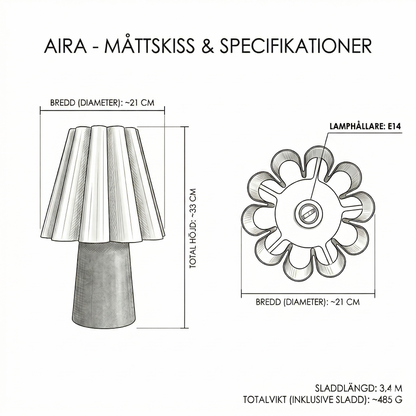 Aira – Tidlös bordslampa med mjuk och varm ljusspridning