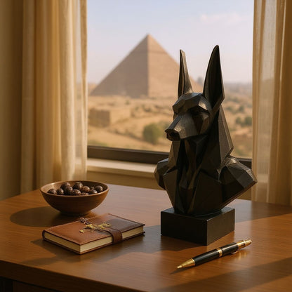 Low Poly Anubis – Skulptur i modern stil