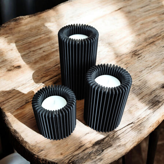 Värmeljushållare Set – Räfflad Design