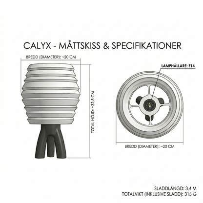 Calyx – Stämningsfull bordslampa med räfflad skärm