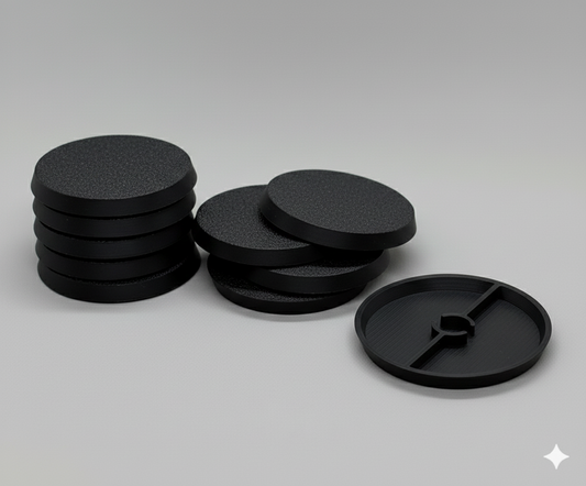 60mm runda miniatyrbaser – 10-pack svart